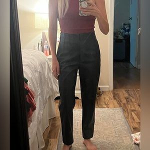 Black faux leather pants